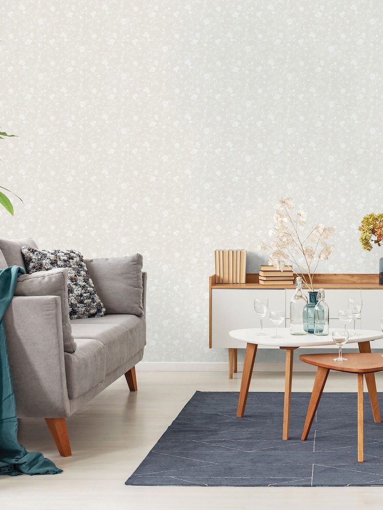 Galerie White Spring Blossom Floral Print A4 Wallpaper Sample - Image 1 of 2