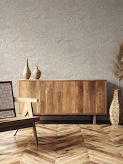 Laurence Llewelyn-Bowen Beige Down The Dilly Floral Print A4 Wallpaper Sample - Image 1 of 3