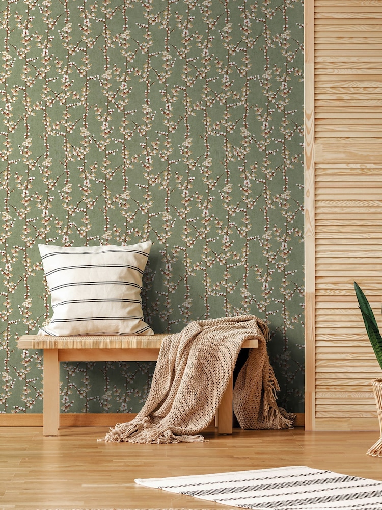 Galerie Green Spring Blossom Sakura A4 Wallpaper Sample - Image 1 of 2