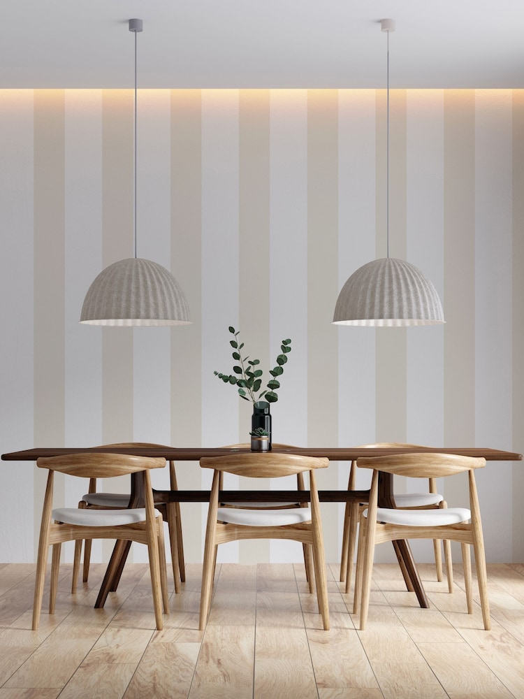 Style Sisters Beige Wide Stripe A4 Wallpaper Sample - Image 1 of 3