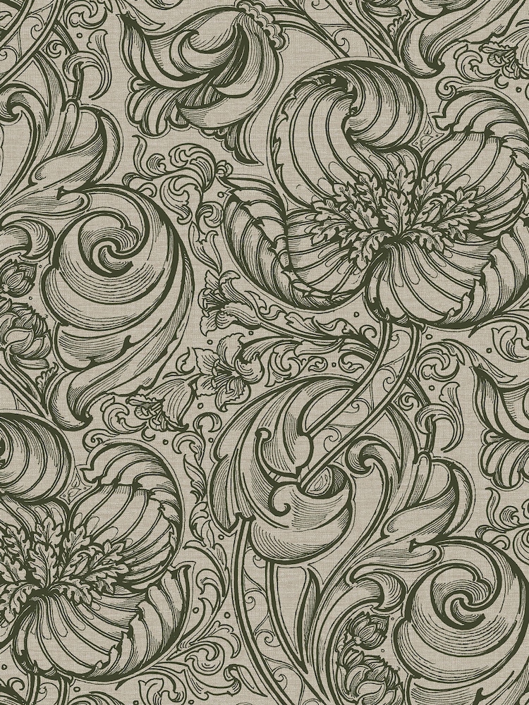Laurence Llewelyn-Bowen Green Down The Dilly Floral Print A4 Wallpaper Sample - Image 2 of 4