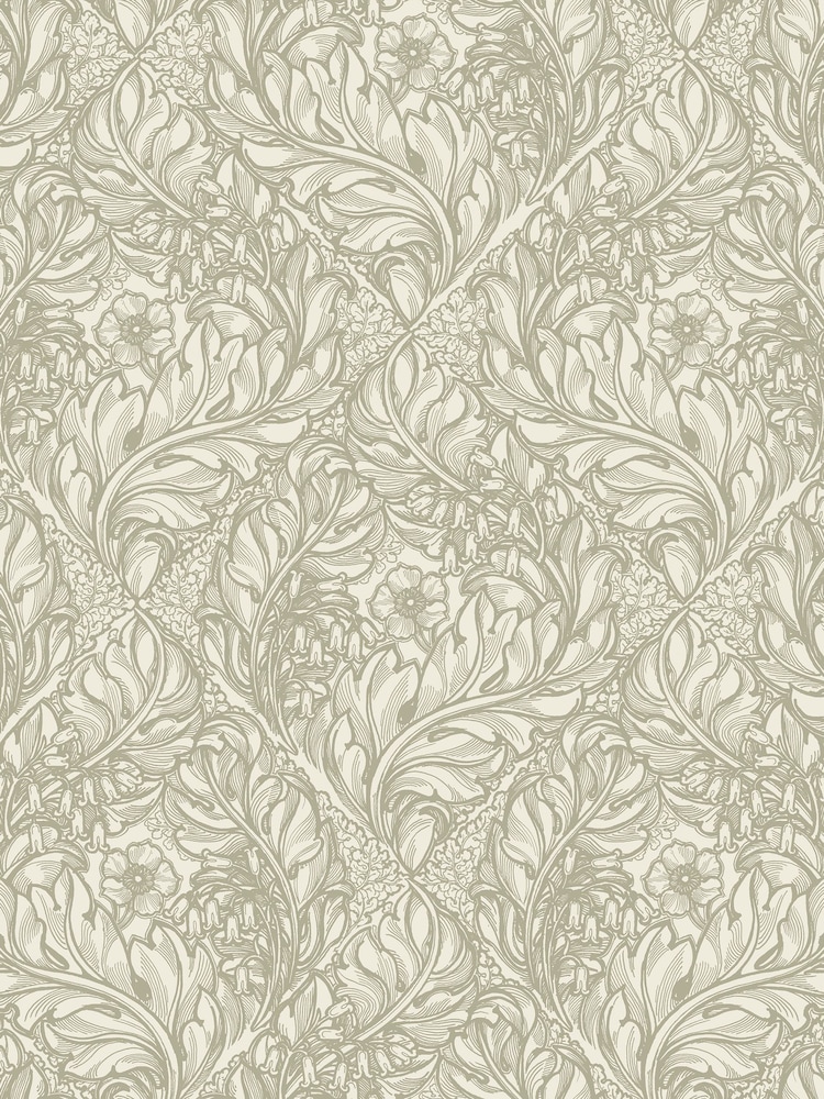 Laurence Llewelyn-Bowen Green Rambleicious Floral Print A4 Wallpaper Sample - Image 2 of 4