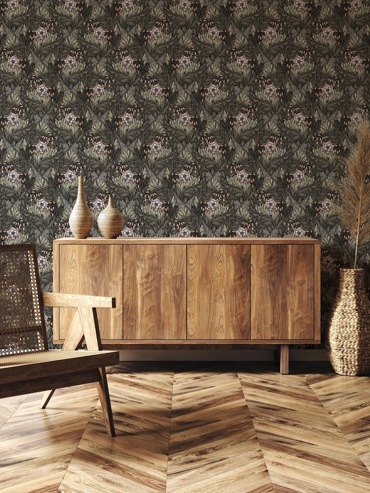 Laurence Llewelyn-Bowen Green Rambleicious Floral Print A4 Wallpaper Sample - Image 1 of 4 Laurence Llewelyn-Bowen Green Rambleicious Floral Print A4 Wallpaper Sample - Image 1 of 4