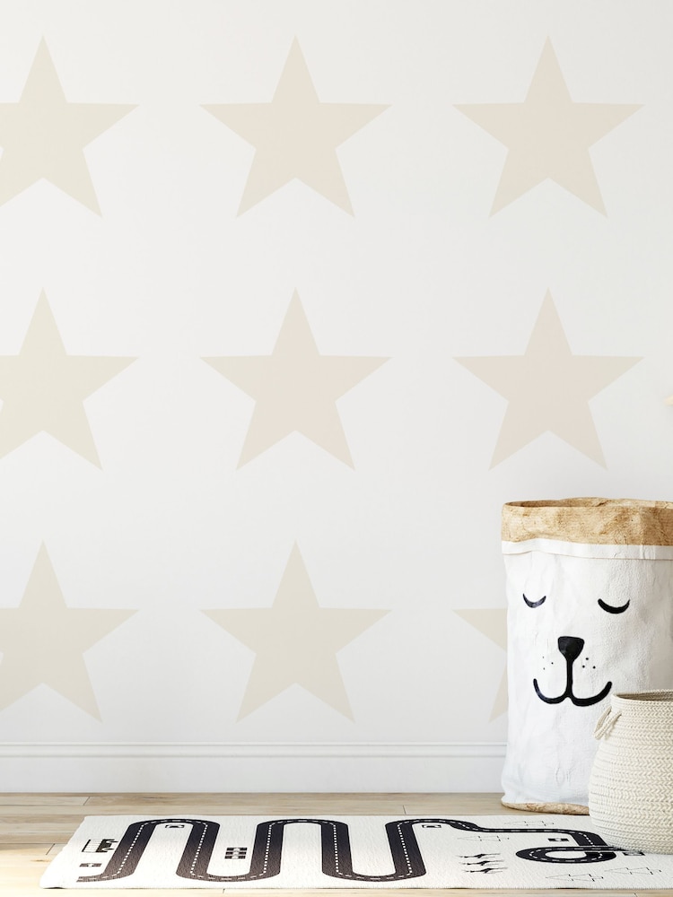 Style Sisters Beige Single Star A4 Wallpaper Sample - Image 1 of 3