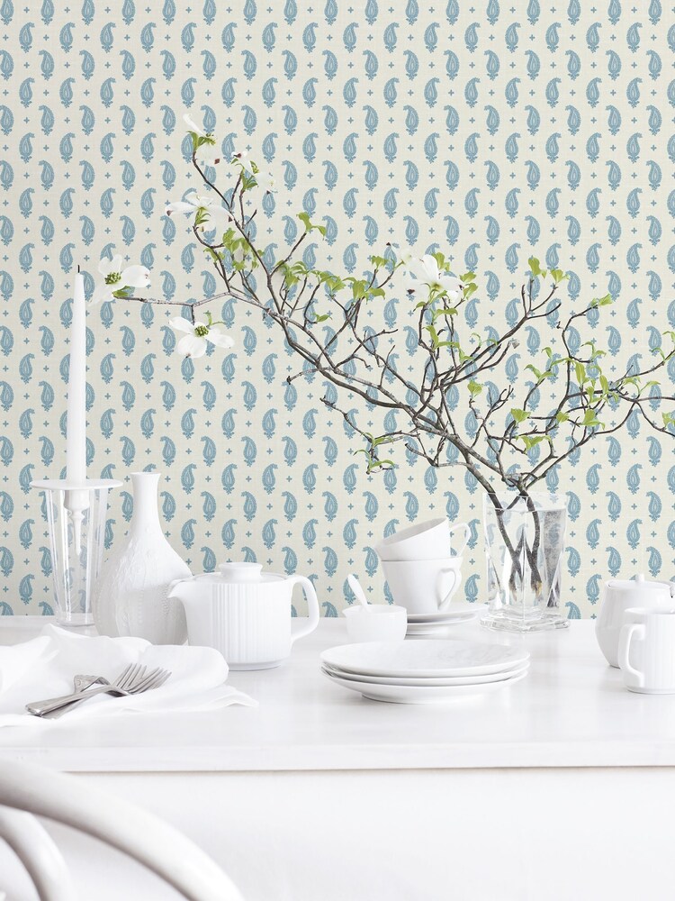 Galerie Blue French Country Motif A4 Wallpaper Sample - Image 1 of 2