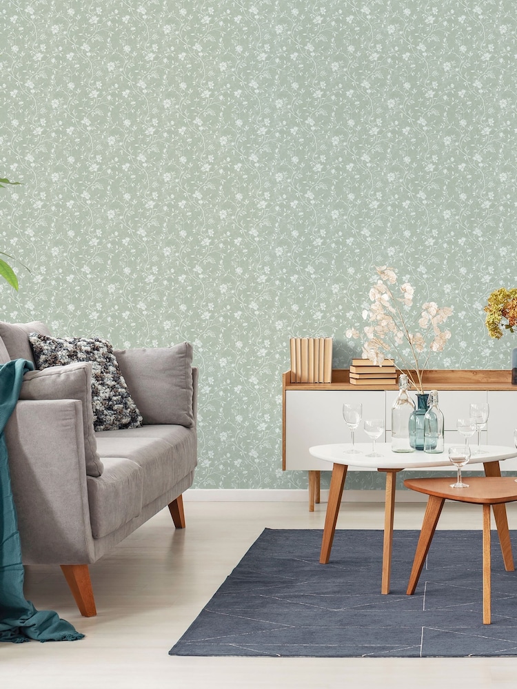 Galerie Green Spring Blossom Floral Print A4 Wallpaper Sample - Image 1 of 2 Galerie Green Spring Blossom Floral Print A4 Wallpaper Sample - Image 1 of 2