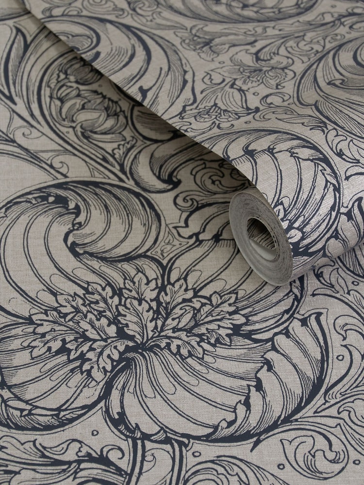 Laurence Llewelyn-Bowen Blue Down The Dilly Floral Print A4 Wallpaper Sample - Image 2 of 4