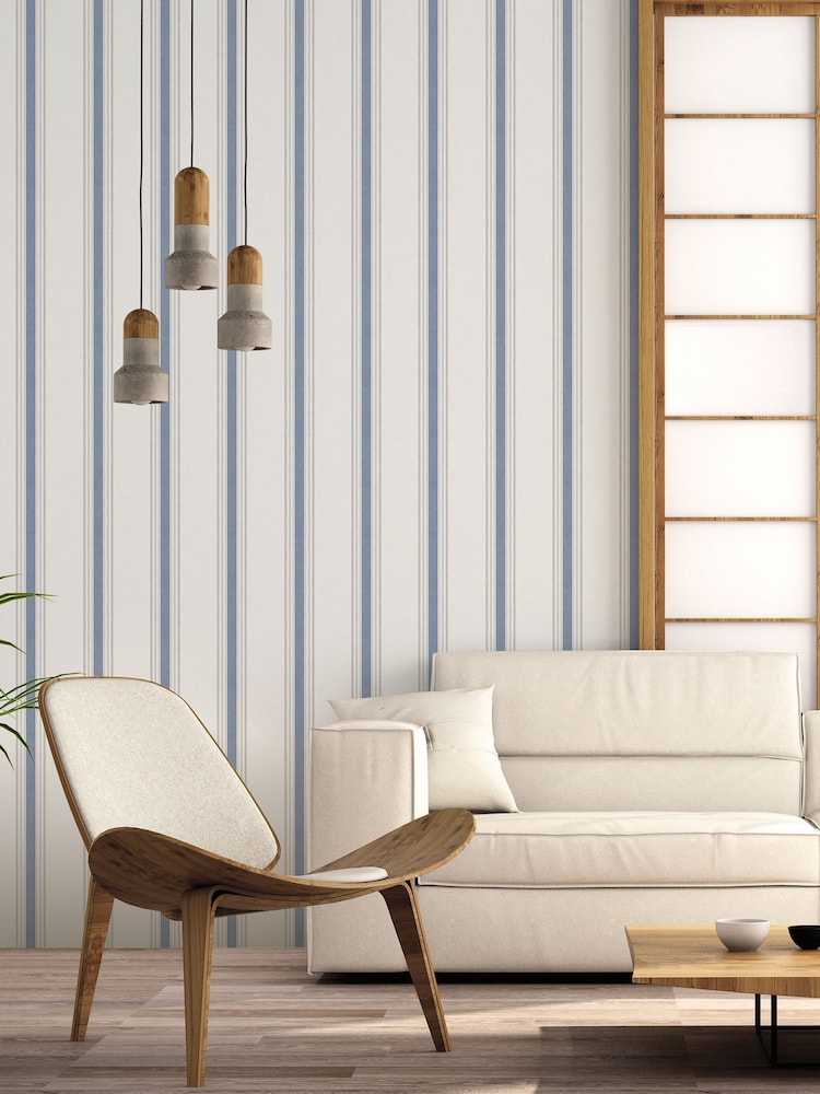 Galerie Blue Spring Blossom Stripe A4 Wallpaper Sample - Image 1 of 2