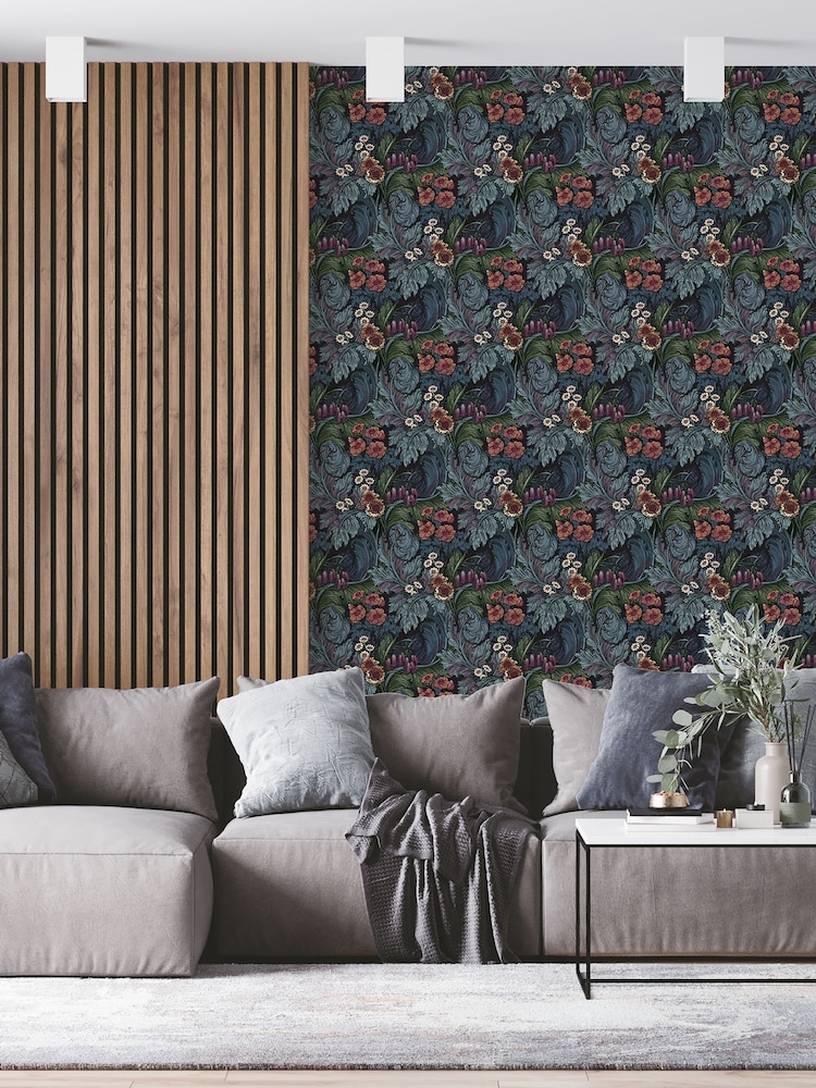 Laurence Llewelyn-Bowen Blue Hedgerovia Floral Print A4 Wallpaper Sample - Image 1 of 5 Laurence Llewelyn-Bowen Blue Hedgerovia Floral Print A4 Wallpaper Sample - Image 1 of 5