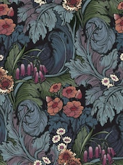 Laurence Llewelyn-Bowen Blue Hedgerovia Floral Print A4 Wallpaper Sample - Image 2 of 5