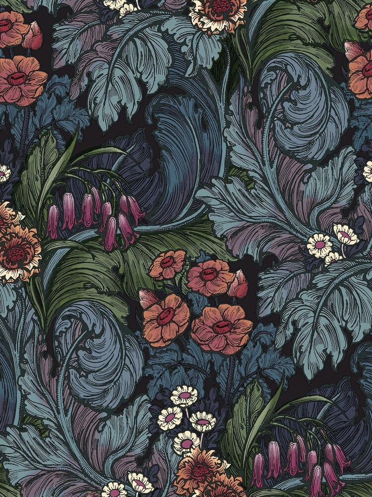 Laurence Llewelyn-Bowen Blue Hedgerovia Floral Print A4 Wallpaper Sample - Image 2 of 5 Laurence Llewelyn-Bowen Blue Hedgerovia Floral Print A4 Wallpaper Sample - Image 2 of 5