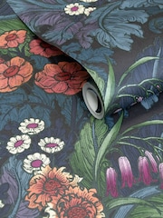 Laurence Llewelyn-Bowen Blue Hedgerovia Floral Print A4 Wallpaper Sample - Image 3 of 5