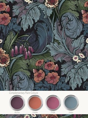 Laurence Llewelyn-Bowen Blue Hedgerovia Floral Print A4 Wallpaper Sample - Image 4 of 5