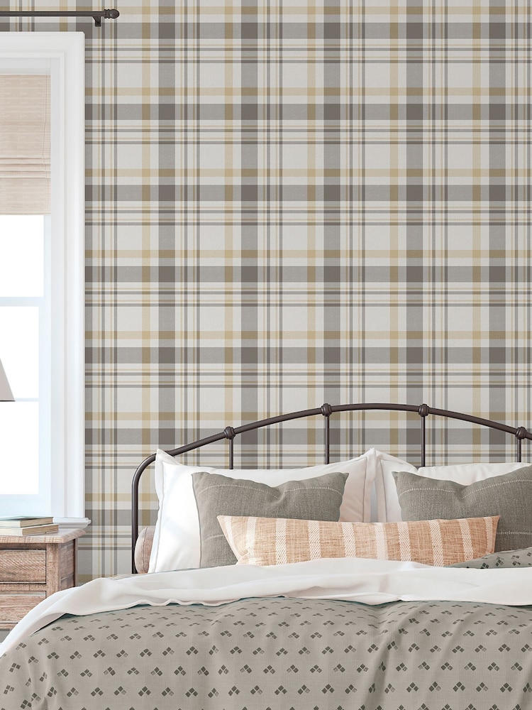 Galerie Yellow Spring Blossom Plaid A4 Wallpaper Sample - Image 1 of 2