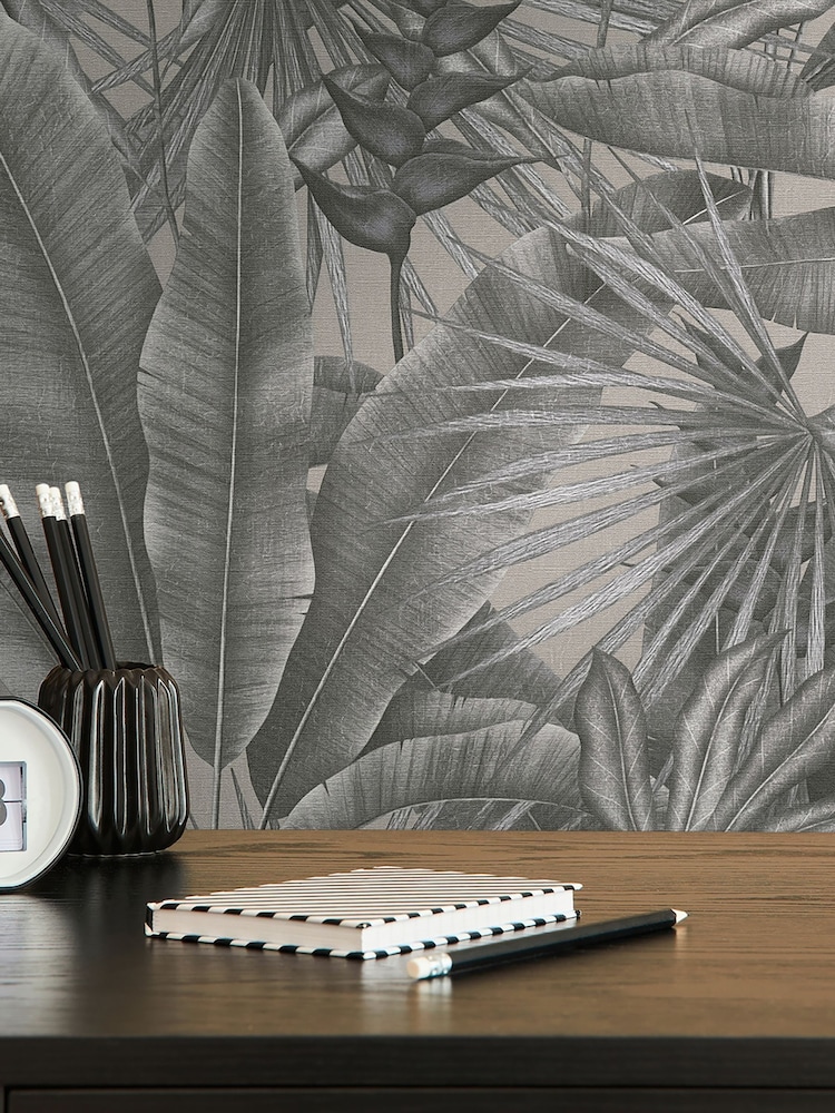 Galerie Silver Grey Welcome Home Tree Leaf A4 Wallpaper Sample - Image 2 of 5