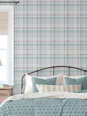 Galerie Blue Spring Blossom Plaid A4 Wallpaper Sample - Image 1 of 2