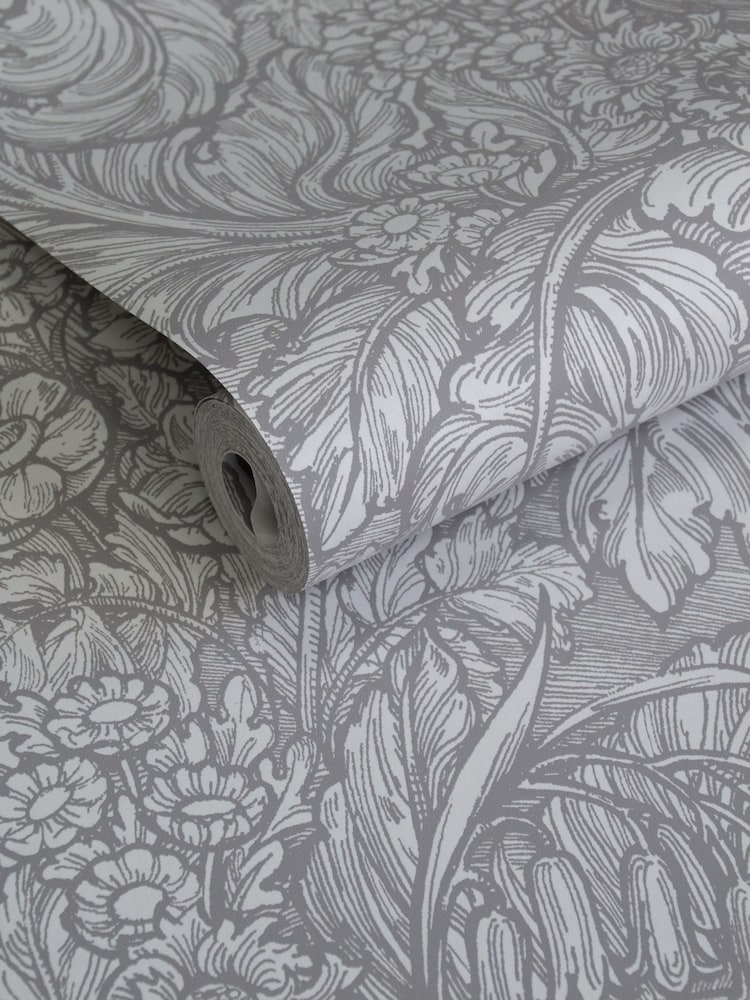 Laurence Llewelyn-Bowen Silver Grey Hedgerovia Floral Print A4 Wallpaper Sample - Image 2 of 4 Laurence Llewelyn-Bowen Silver Grey Hedgerovia Floral Print A4 Wallpaper Sample - Image 2 of 4