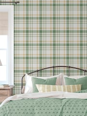 Galerie Green Spring Blossom Plaid A4 Wallpaper Sample - Image 1 of 2