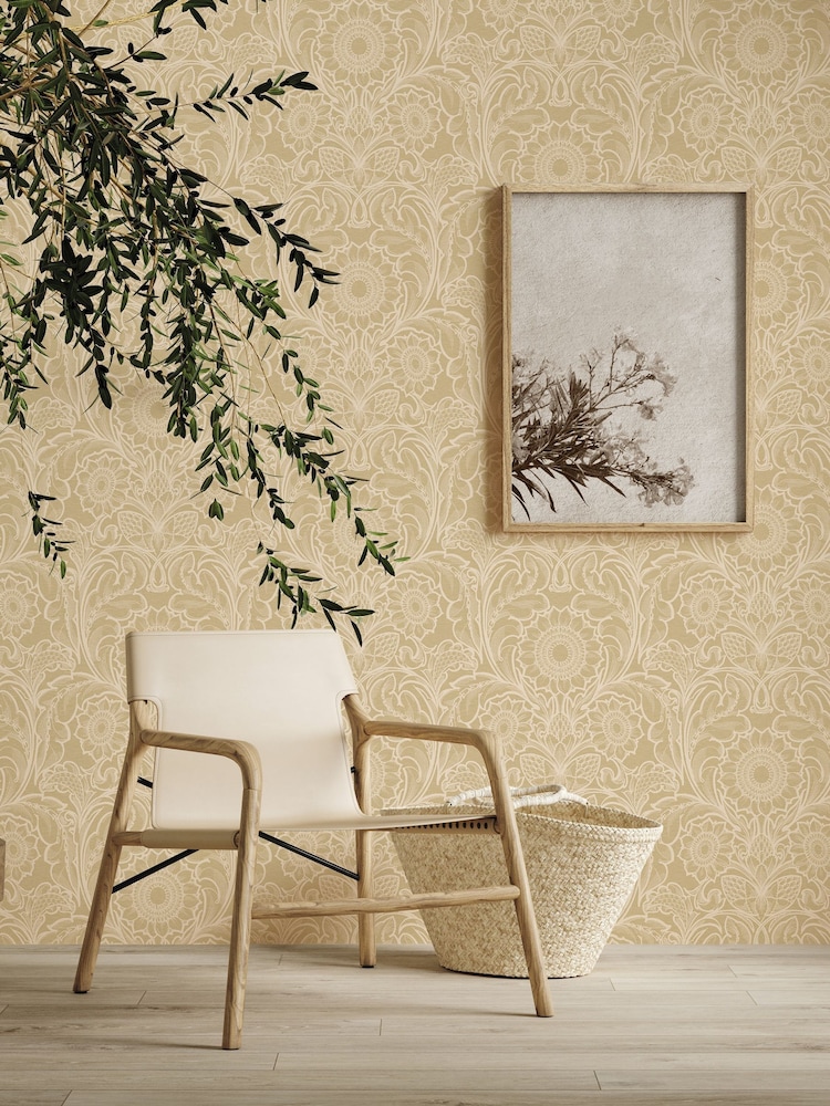 Laurence Llewelyn-Bowen Yellow Sunnyside Up Floral Print A4 Wallpaper Sample - Image 2 of 4