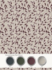 Laurence Llewelyn-Bowen Red Tit Willow Tree Leaf A4 Wallpaper Sample - Image 3 of 4