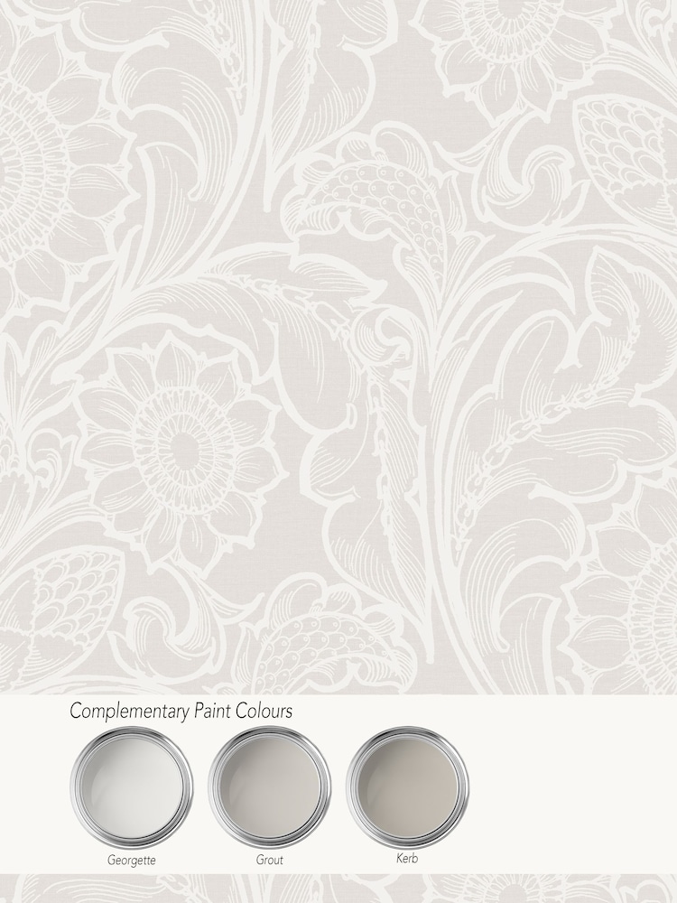 Laurence Llewelyn-Bowen Beige Sunnyside Up Floral Print A4 Wallpaper Sample - Image 4 of 4