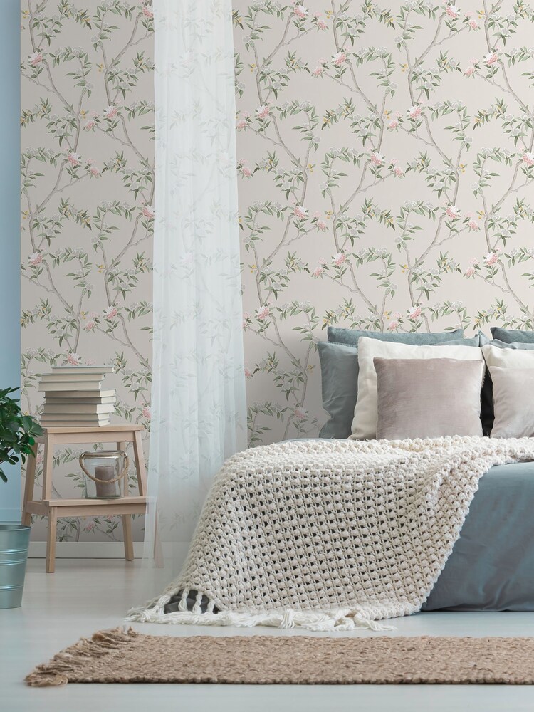 Galerie White Spring Blossom Chinoiserie A4 Wallpaper Sample - Image 1 of 2 Galerie White Spring Blossom Chinoiserie A4 Wallpaper Sample - Image 1 of 2