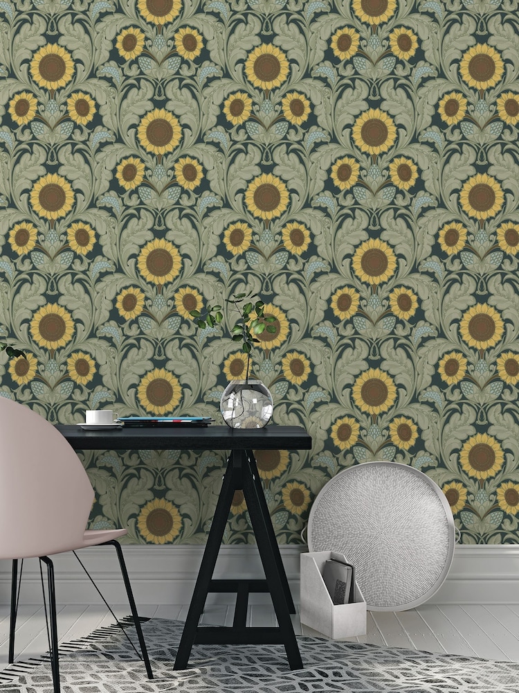 Laurence Llewelyn-Bowen Yellow Sunnyside Up Floral Print A4 Wallpaper Sample - Image 1 of 4 Laurence Llewelyn-Bowen Yellow Sunnyside Up Floral Print A4 Wallpaper Sample - Image 1 of 4