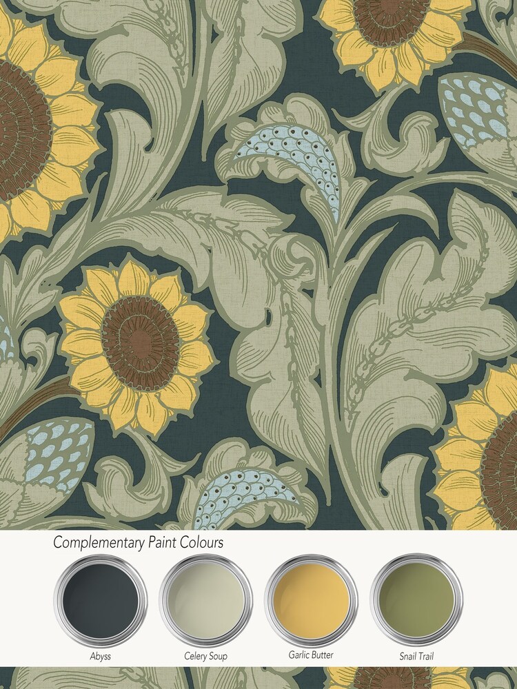 Laurence Llewelyn-Bowen Yellow Sunnyside Up Floral Print A4 Wallpaper Sample - Image 4 of 4