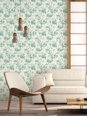 Galerie Green French Country Floral Print A4 Wallpaper Sample - Image 1 of 2