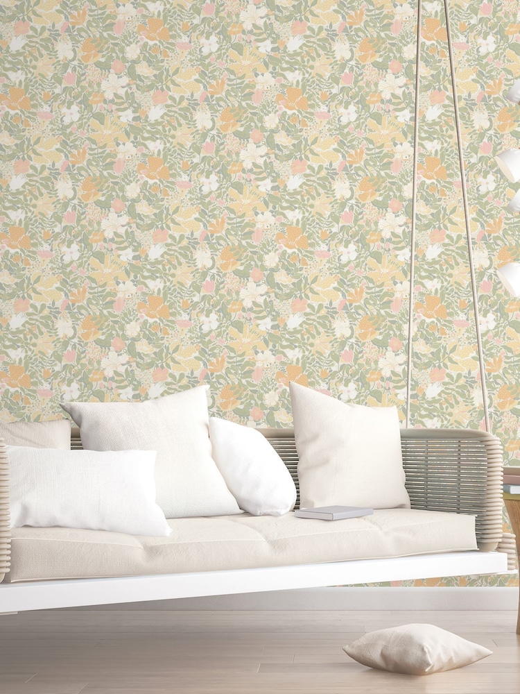 Galerie Green Sommarang 2 Floral Print A4 Wallpaper Sample - Image 1 of 2