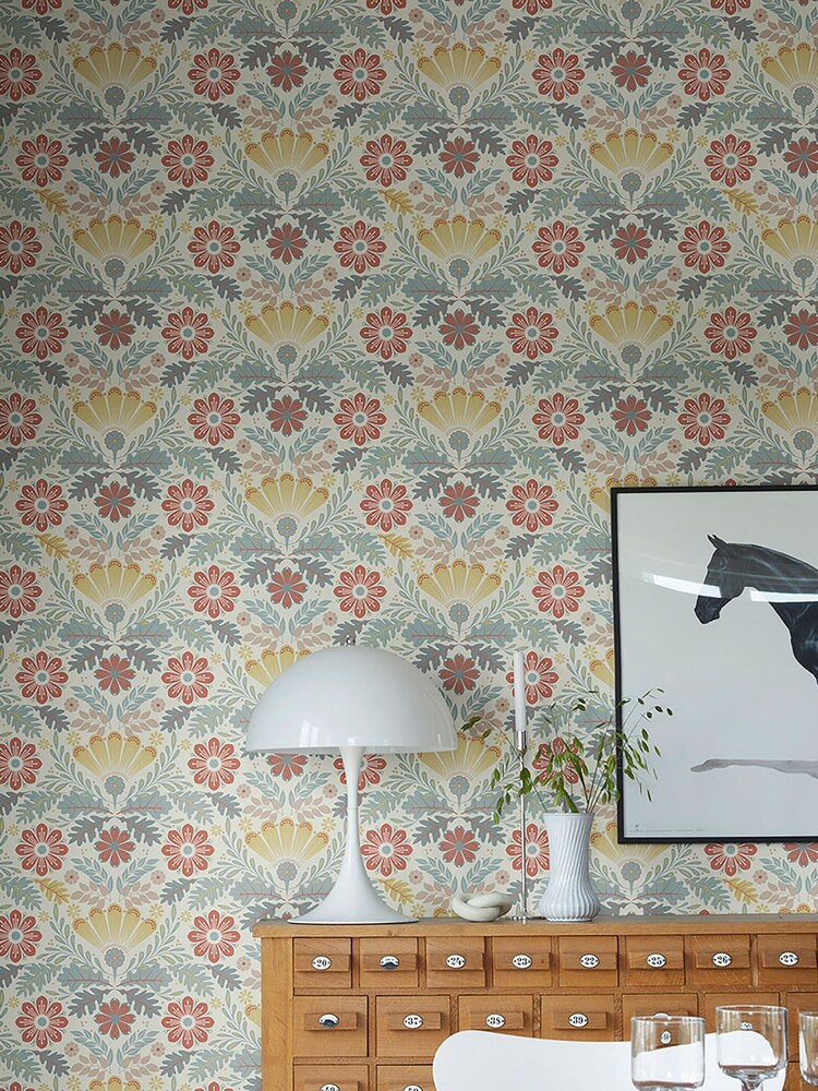 Galerie Red Sommarang 2 Floral Print A4 Wallpaper Sample - Image 3 of 3 Galerie Red Sommarang 2 Floral Print A4 Wallpaper Sample - Image 3 of 3