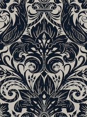 Laurence Llewelyn-Bowen Blue Damask Sauvage Flock A4 Wallpaper Sample - Image 2 of 5