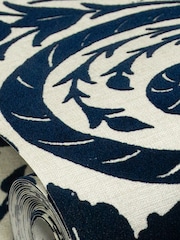 Laurence Llewelyn-Bowen Blue Damask Sauvage Flock A4 Wallpaper Sample - Image 5 of 5