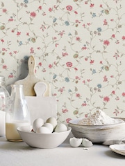Galerie Red French Country Floral Print A4 Wallpaper Sample - Image 1 of 2