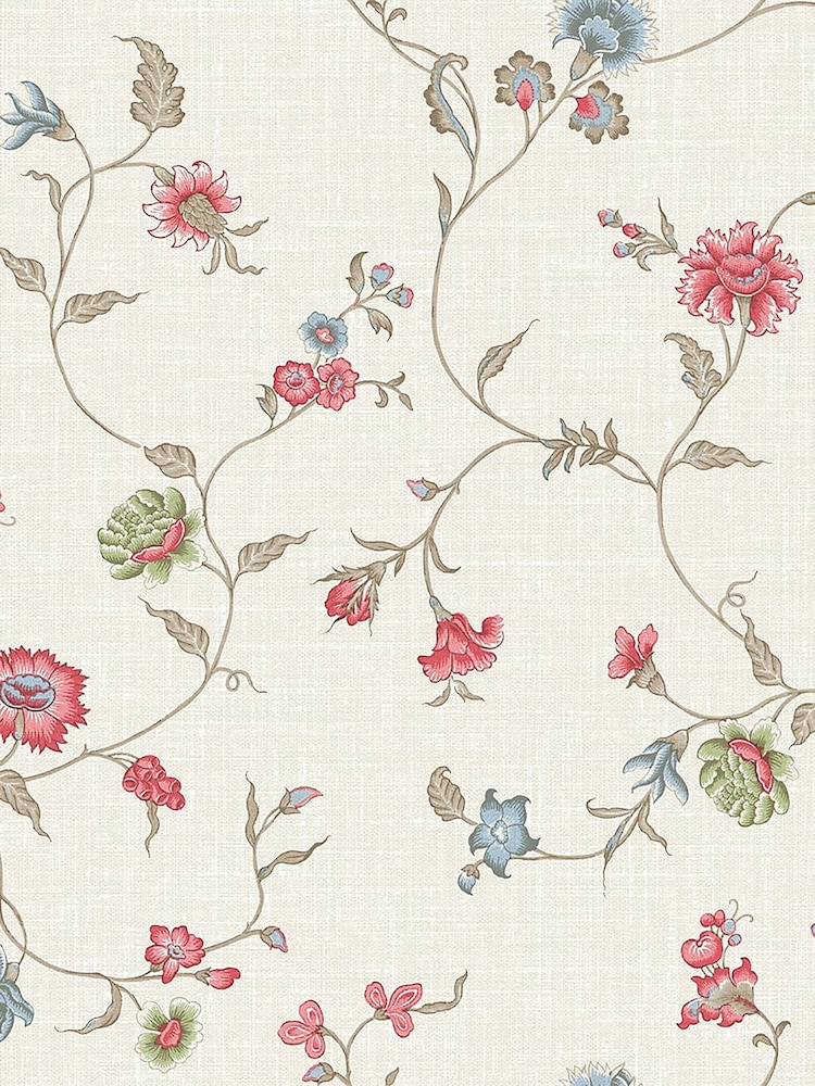 Galerie Red French Country Floral Print A4 Wallpaper Sample - Image 2 of 2