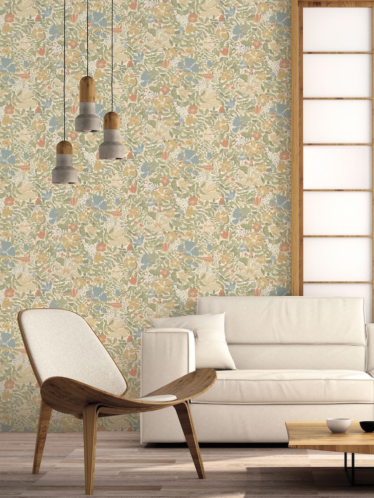 Galerie Green Sommarang 2 Floral Print A4 Wallpaper Sample - Image 1 of 2