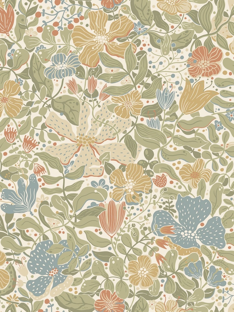 Galerie Green Sommarang 2 Floral Print A4 Wallpaper Sample - Image 2 of 2