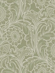 Laurence Llewelyn-Bowen Green Sunnyside Up Floral Print A4 Wallpaper Sample - Image 2 of 4