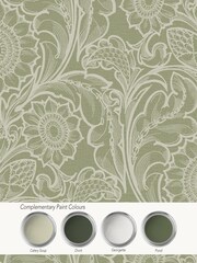 Laurence Llewelyn-Bowen Green Sunnyside Up Floral Print A4 Wallpaper Sample - Image 4 of 4