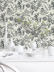 Galerie Black French Country Toile A4 Wallpaper Sample - Image 1 of 2