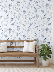 Galerie Blue Spring Blossom Botanical A4 Wallpaper Sample - Image 1 of 2