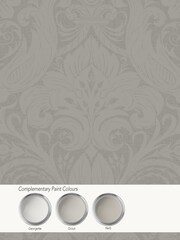 Laurence Llewelyn-Bowen Beige Damask Sauvage Flock A4 Wallpaper Sample - Image 4 of 6