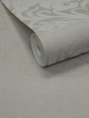 Laurence Llewelyn-Bowen Beige Damask Sauvage Flock A4 Wallpaper Sample - Image 5 of 6