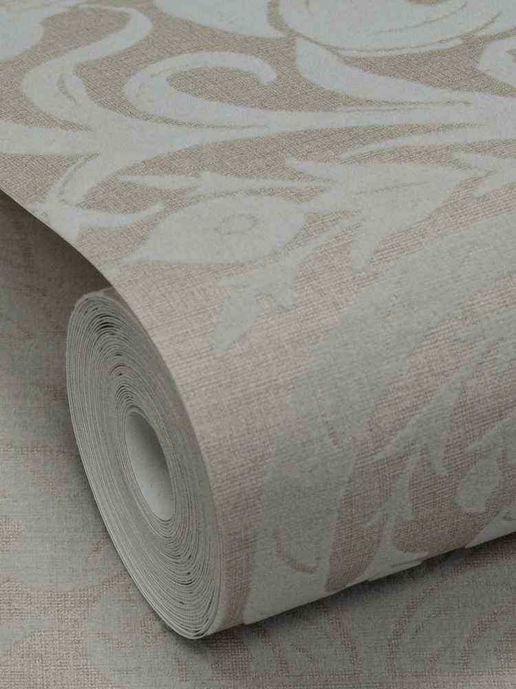 Laurence Llewelyn-Bowen Beige Damask Sauvage Flock A4 Wallpaper Sample - Image 6 of 6 Laurence Llewelyn-Bowen Beige Damask Sauvage Flock A4 Wallpaper Sample - Image 6 of 6