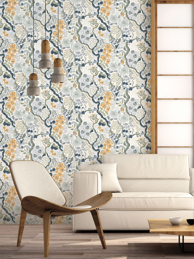 Galerie Orange Sommarang 2 Floral Print A4 Wallpaper Sample - Image 1 of 2 Galerie Orange Sommarang 2 Floral Print A4 Wallpaper Sample - Image 1 of 2