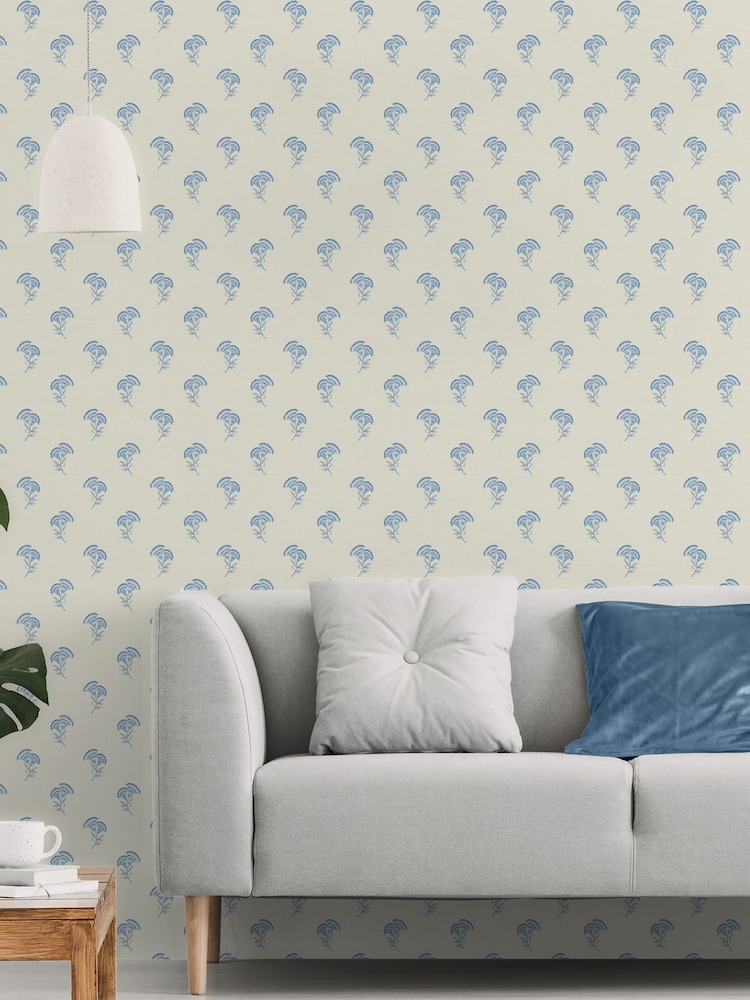 Galerie Blue French Country Floral Print A4 Wallpaper Sample - Image 1 of 2
