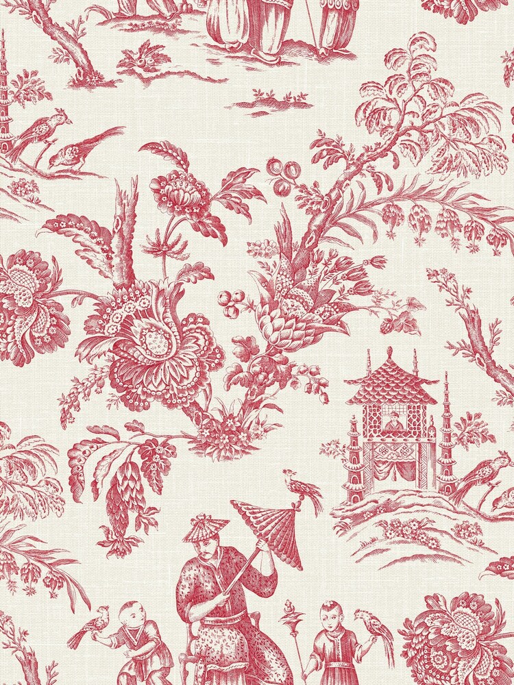 Galerie Red French Country Toile A4 Wallpaper Sample - Image 2 of 2