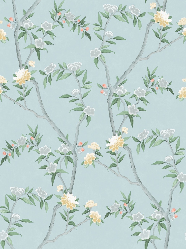 Galerie Blue Spring Blossom Chinoiserie A4 Wallpaper Sample - Image 2 of 2 Galerie Blue Spring Blossom Chinoiserie A4 Wallpaper Sample - Image 2 of 2