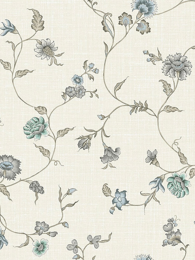 Galerie Blue French Country Floral Print A4 Wallpaper Sample - Image 2 of 2