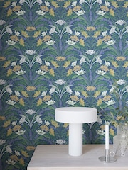 Galerie Blue Sommarang 2 Floral Print A4 Wallpaper Sample - Image 1 of 2